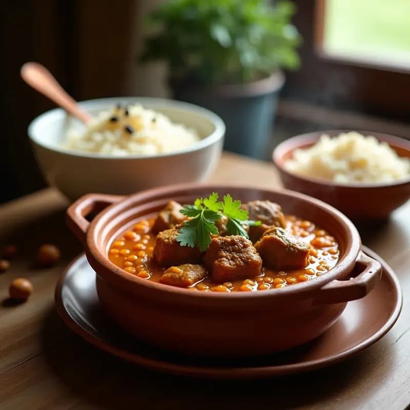Curry de Cordero con Lentejas Rojas y Arroz Basmati: Receta India de Cocción Lenta y Alta en Hierro