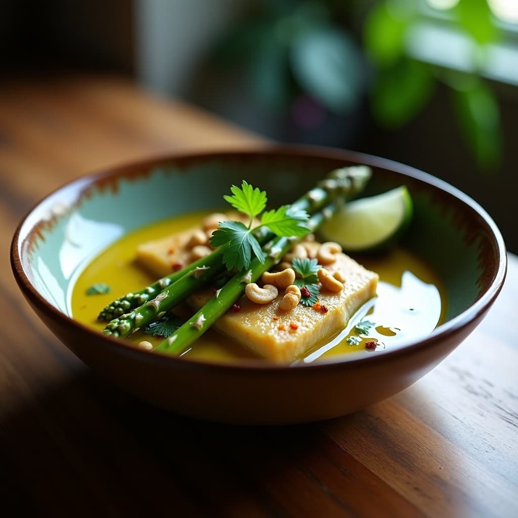 Curry de Espárragos Trucha y Limón Kaffir: Receta Tailandesa en Olla Lenta