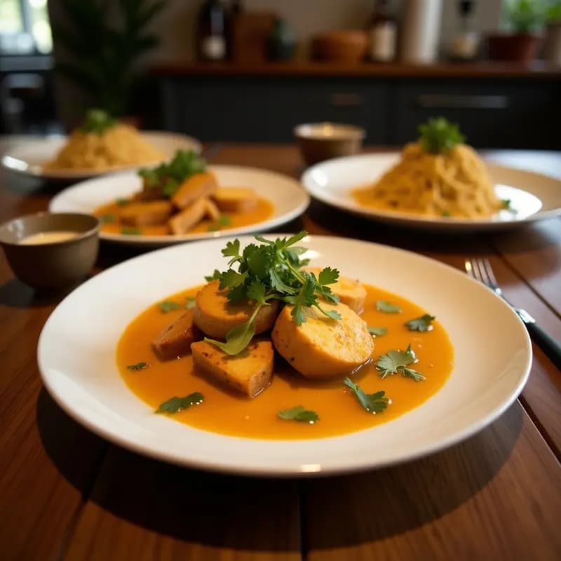 Curry Rojo Tailandés con Tofu y Bambú: Receta Vegana y Picante en Cocción Lenta