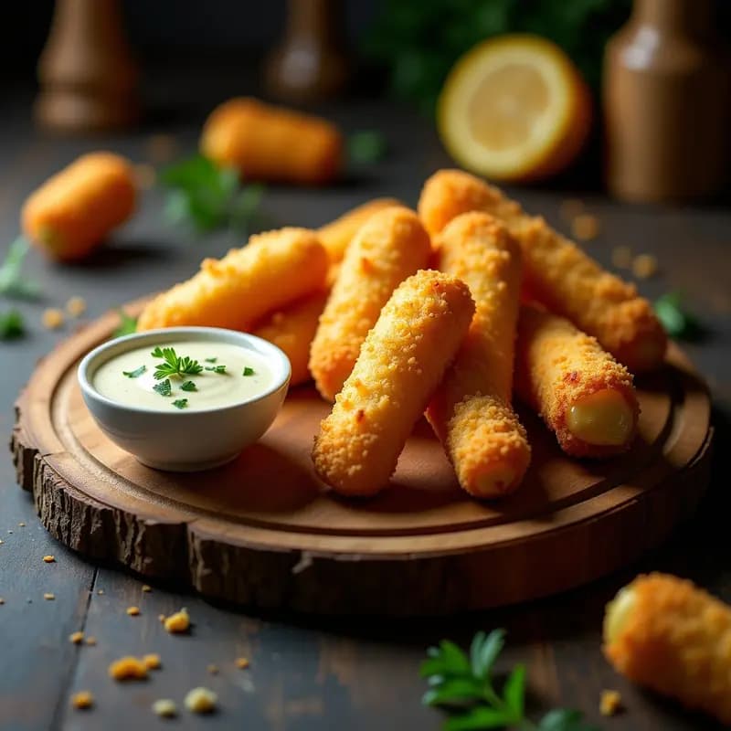 Deditos de Mozzarella Empanizados con Salsa de Ajo y Parmesano: Aperitivo Imprescindible