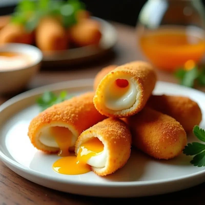 Deditos de Mozzarella Empanizados con Salsa de Mango Habanero y Miel: Crujientes por Fuera, Derretidos por Dentro