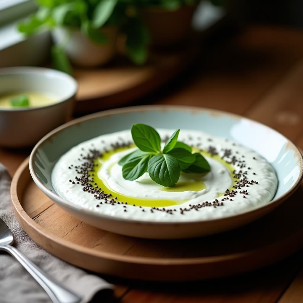 Dip de Berros y Yogur de Coco con Semillas de Amapola: Salsa Persa Vegana para Tupper