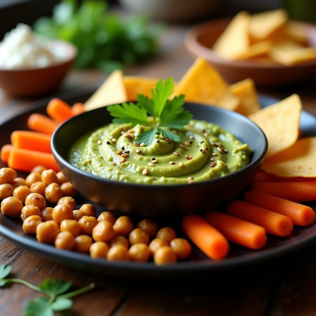 Dip de Guacamole con Garbanzos Tostados: Aperitivo Mexicano Crujiente y Proteico