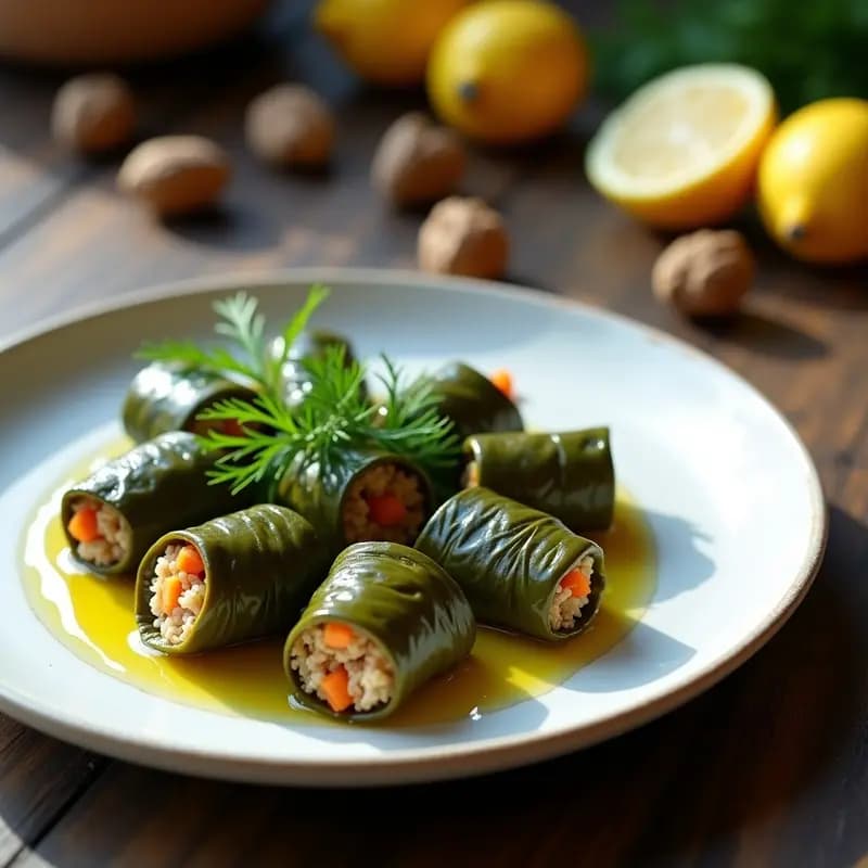 Dolmades de Arroz Salvaje y Zanahoria: Hoja de Parra Rellena al Estilo Griego