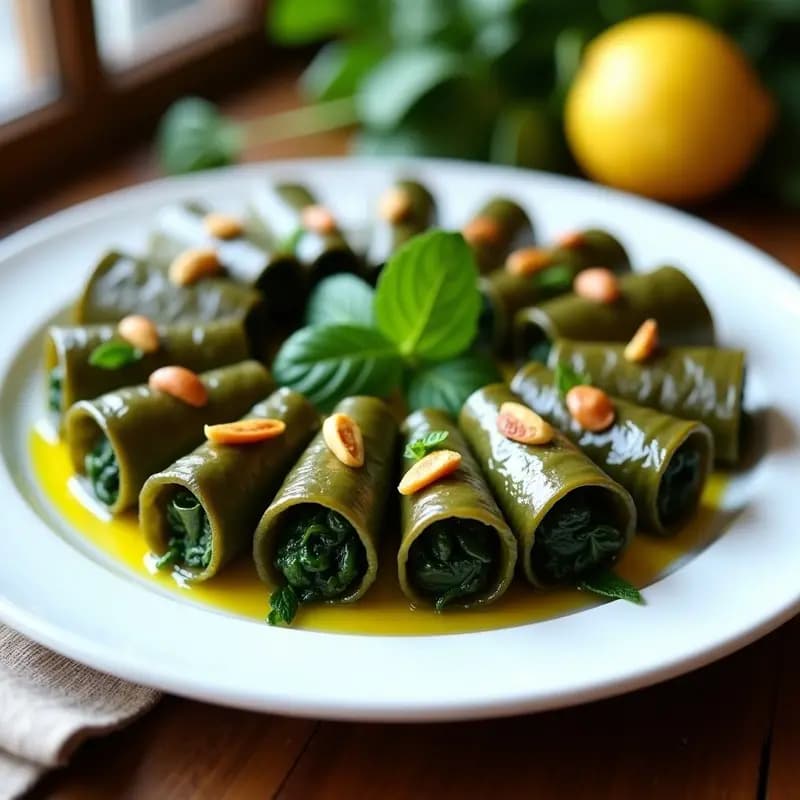Dolmades de Espinaca y Piñones: Rollitos de Parra Griegos Sin Carne y Sin Lactosa