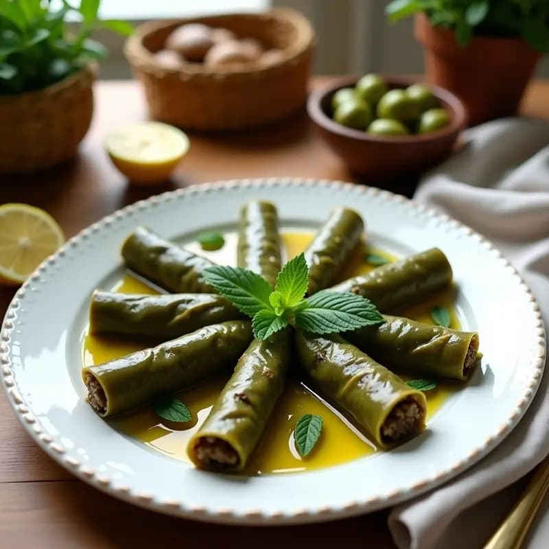 Dolmades de Hojas de Vid con Arroz Integral y Hierbas: Receta Griega Saludable