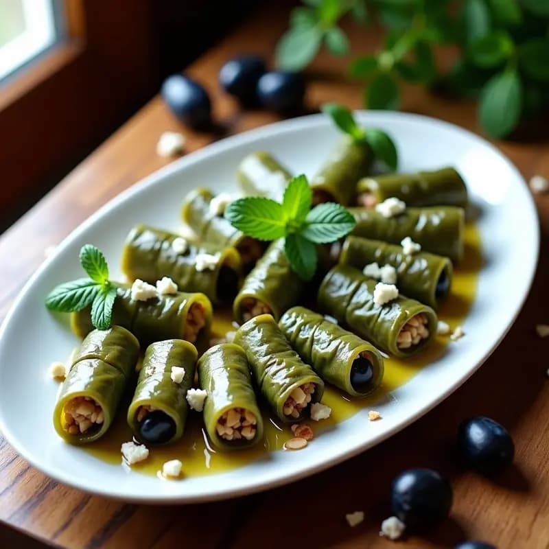 Dolmades de Uva y Queso Feta: Hojitas de Parra Griegas con Toque Dulce-Salado en 25 Minutos
