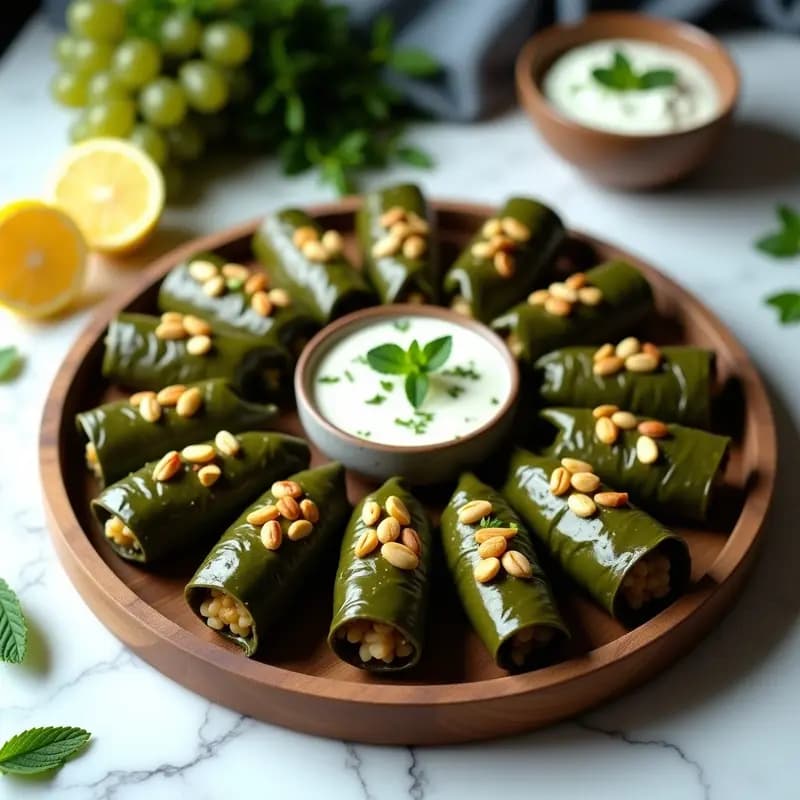 Dolmas de Uva Rellenos de Arroz y Piñones: Receta Griega Vegana y Sin Cocción