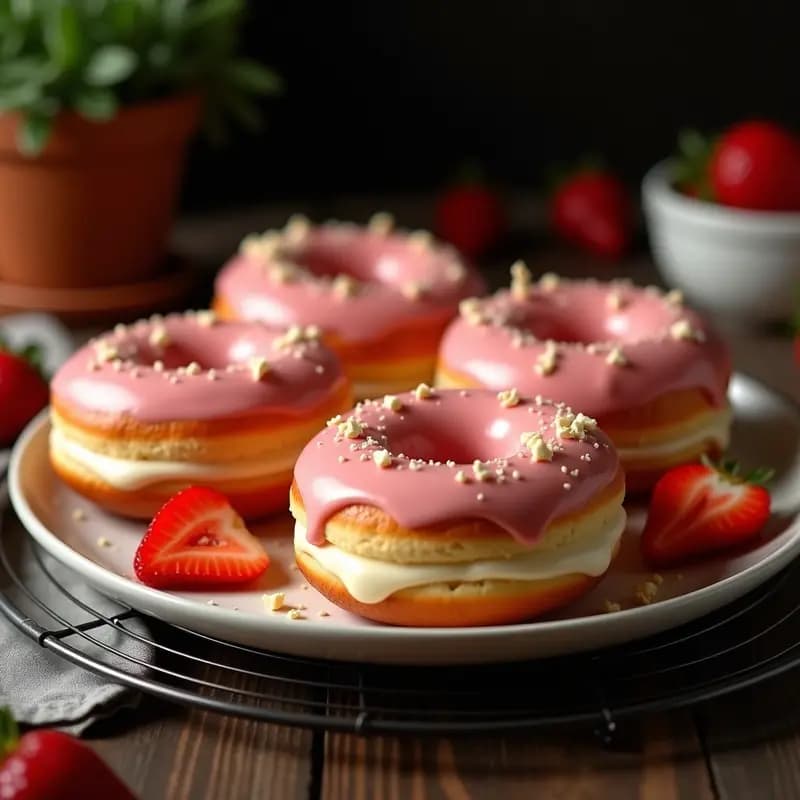 Donas Rellena de Crema de Vainilla y Cubierta de Glaseado de Fresa: Un Clásico Mejorado