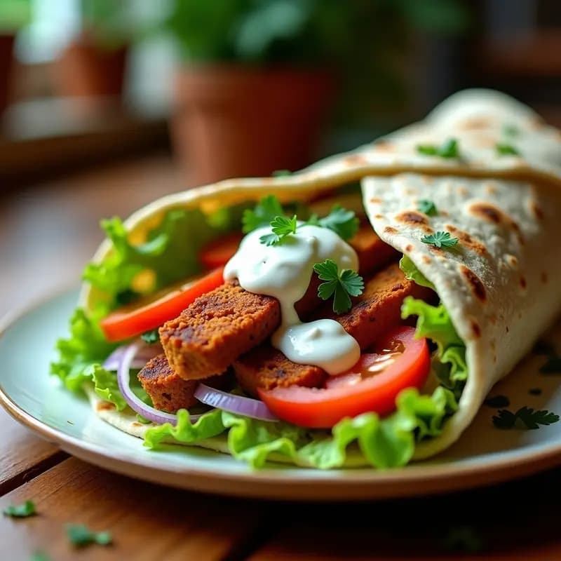 Doner Kebab de Seitan con Salsa de Ajo y Yogur de Soja: Receta Turca Vegana