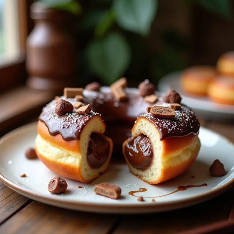 Donut Gigante Relleno de Crema de Nutella y Trozos de KitKat: Postre para Días Tristes