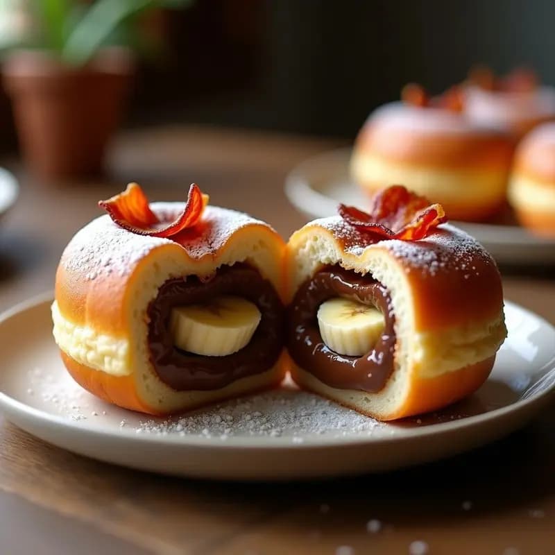 Donut Relleno de Nutella, Plátano y Bacon: Dulce Salado que Enciende los Sentidos