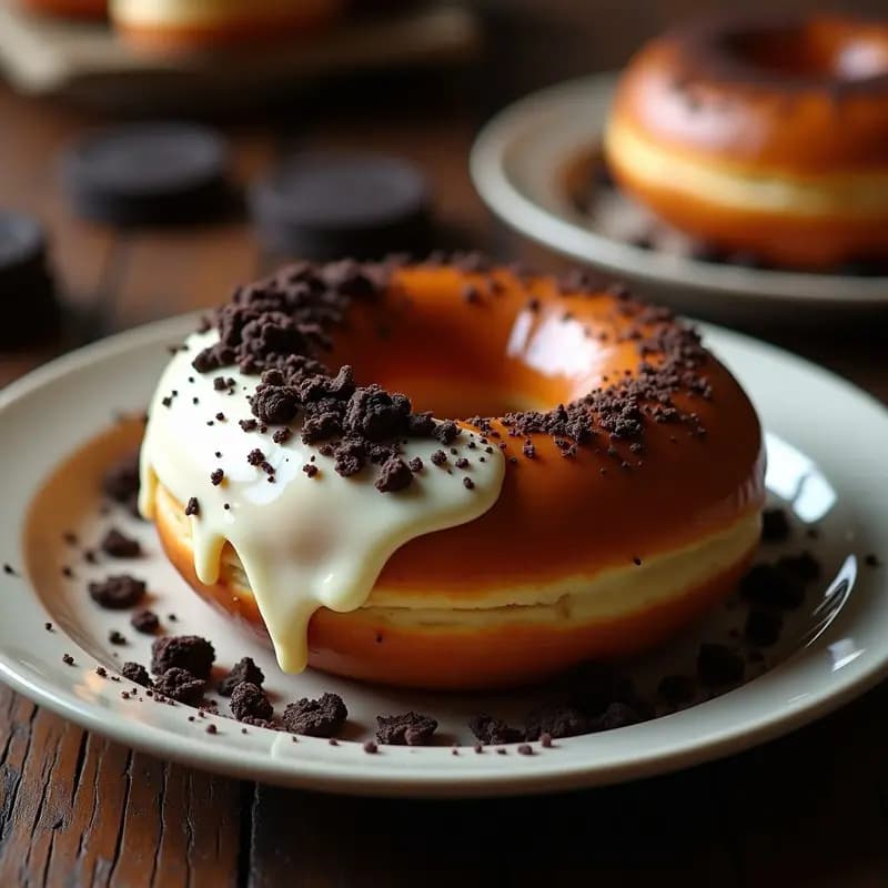 Donut Relleno de Nutella y Cubierto de Chocolate Blanco y Virutas de Oreos: Bomba Calórica Perfecta