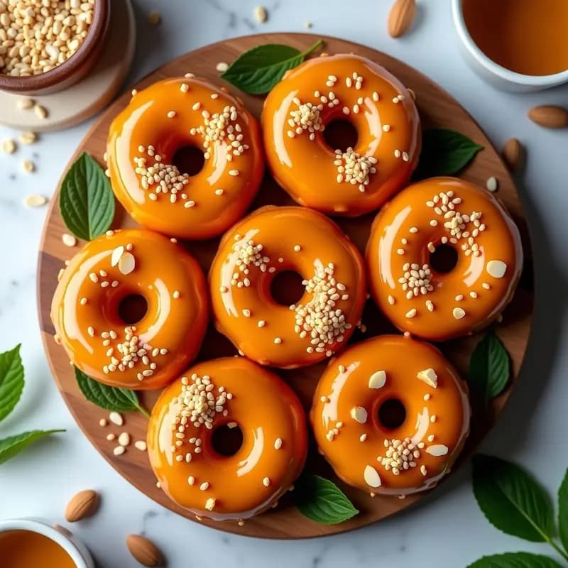 Donuts de Batata y Canela con Glaseado de Dahinia: Postre Marroquí Sin Horno