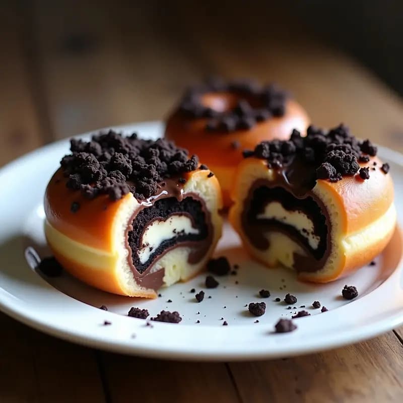 Donuts Rellenos de Nutella y Cheesecake con Cobertura de Galletas Oreo Trituradas: El Postre Definitivo