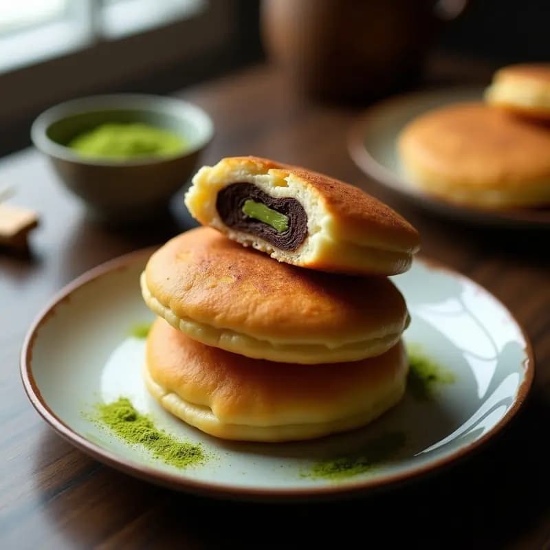 Dorayaki con Relleno de Chocolate y Wasabi: Postre Japonés Fusion Dulce-Picante