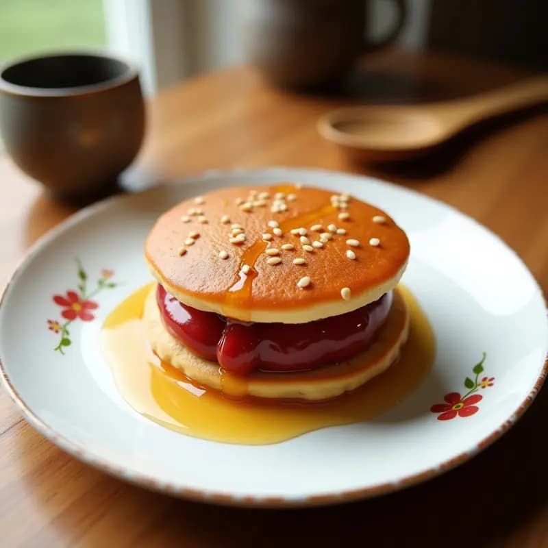 Dorayaki de Frijol Rojo y Miel: Receta Japonesa de Postre en Sartén