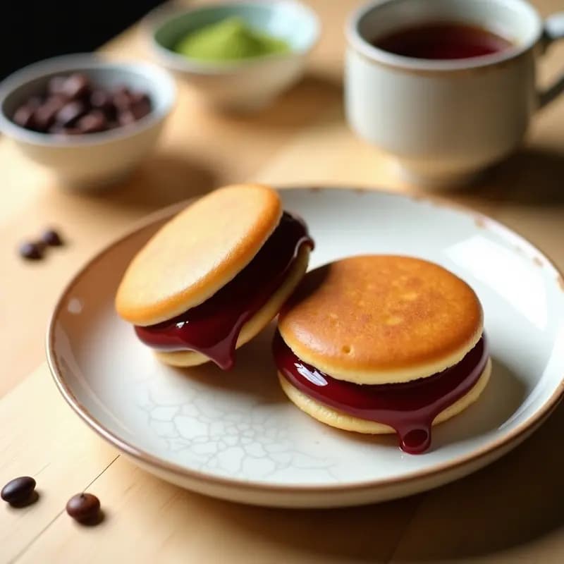Dorayaki de Harina de Arroz y Anko de Frijoles Azuki: Postre Japonés Sin Gluten