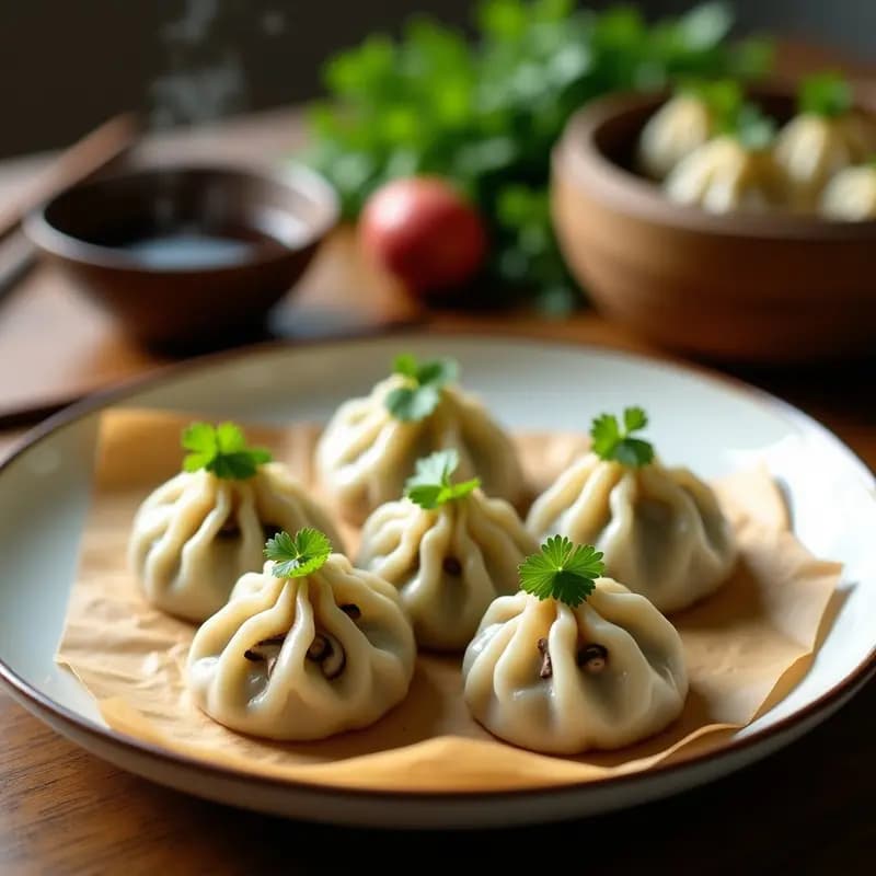 Dumplings de Champiñones y Cilantro: receta China en Olla Exprés y Sin Cerdo
