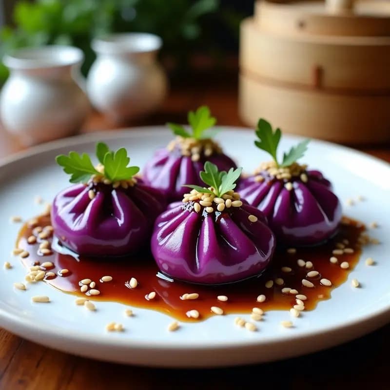 Dumplings de Col Morada y Castañas: Aperitivo Chino Colorido y Vegano