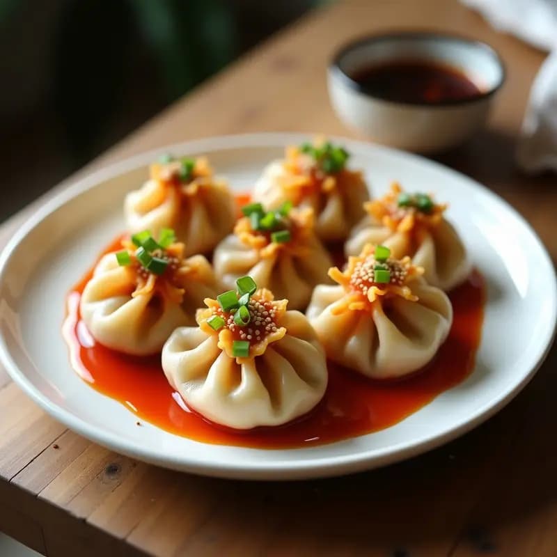 Dumplings de Kong Namul con Salsa de Gochujang: Receta Coreana Vegana en Sartén