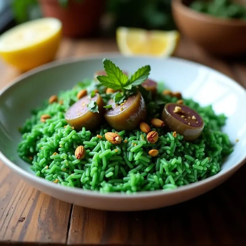 Emerald Rice con Alcachofas y Azafrán: Receta Persa Vegana y Sin Gluten