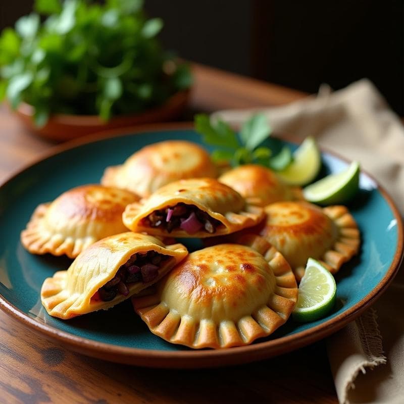 Empanadas de Maíz Azul Rellenas de Hongos Shiitake y Cebolla Morada: Receta Vegana Mexicana