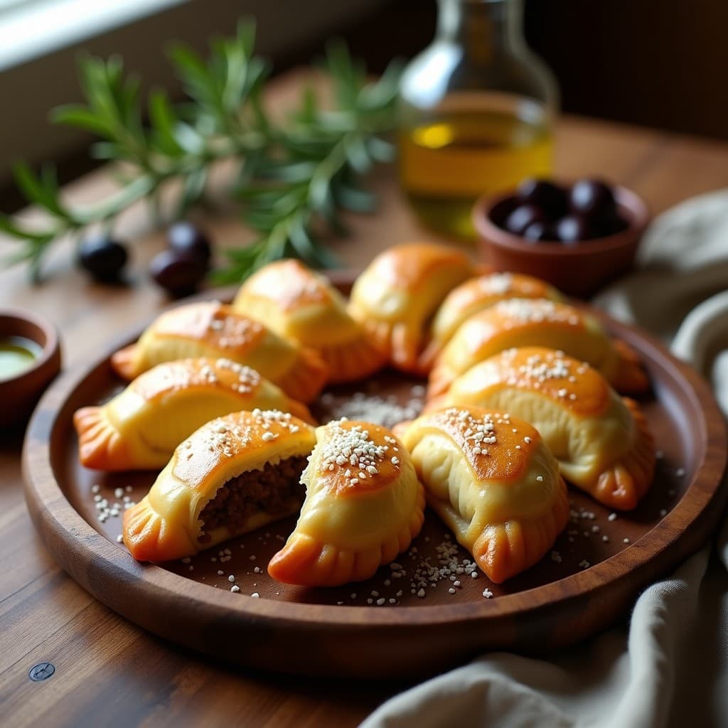 Empanadas de Masa de Yuca con Relleno de Carne de Res y Aceitunas Kalamata