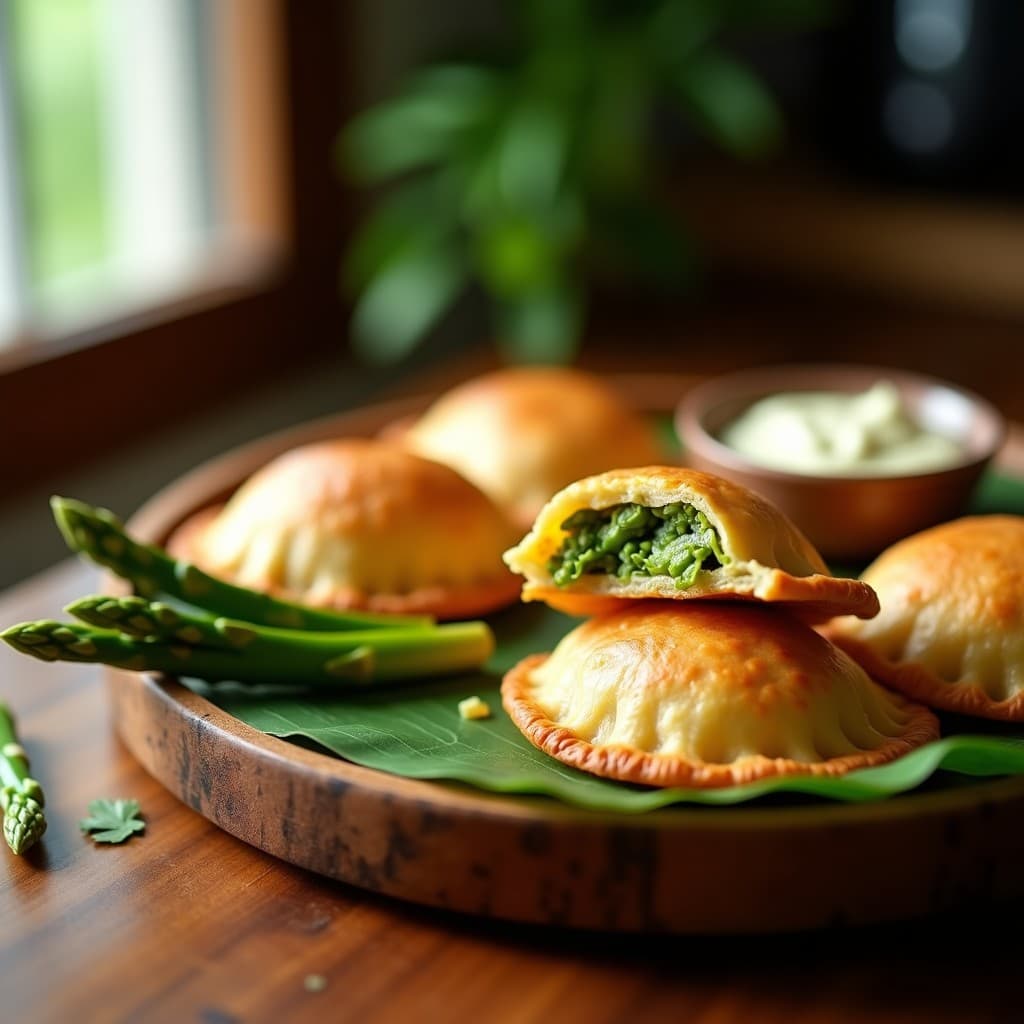 Empanadas de Masarepa con Relleno de Espárragos y Queso Vegano: Receta Colombiana en Airfryer