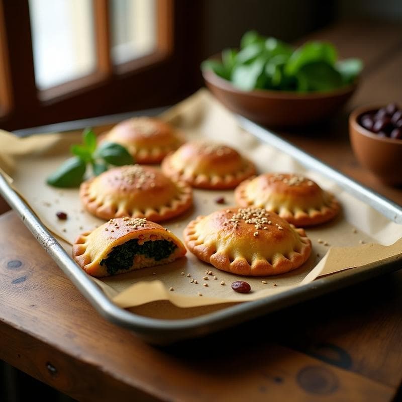 Empanadas de Mijo y Calabaza con Relleno de Espinacas y Pasas: Receta Vegana al Horno
