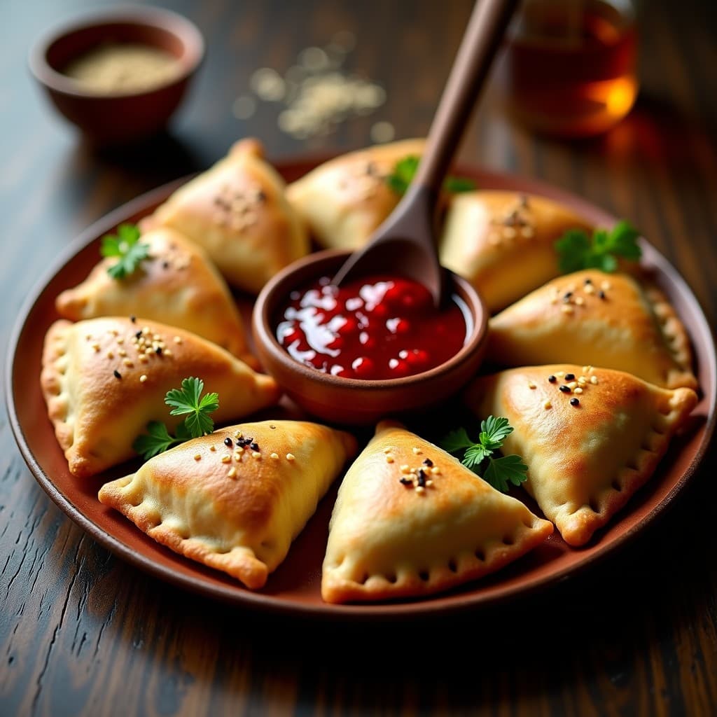 Empanadas de Harina de Teff y Carne de Cordero con Salsa de Granada: Receta Etíope en Airfryer