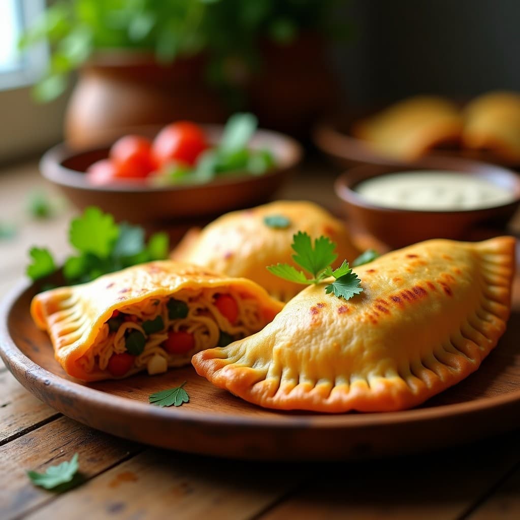 Empanadas de Masa de Yautía con Relleno de Pollo y Vegetales: Receta Dominicana en Airfryer