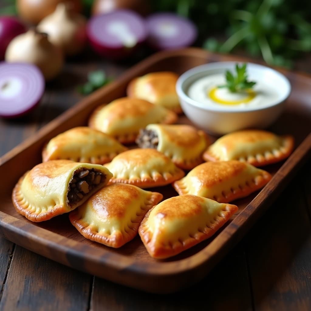 Empanadas de Yuca y Champiñones Portobello con Dip de Ajo Negro: Receta Vegana Colombiana