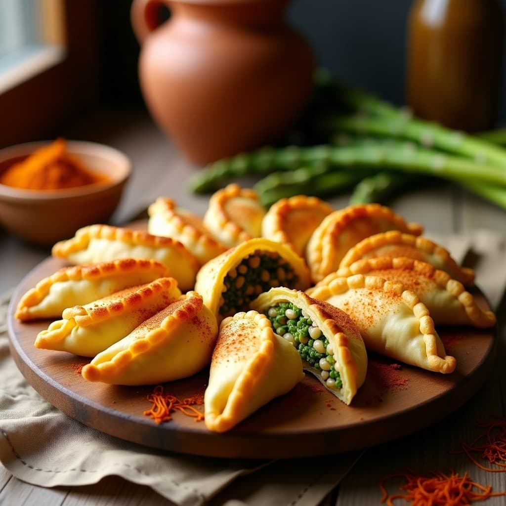 Empanadillas de Masa de Garbanzo con Relleno de Espárragos y Azafrán: Receta Española Sin Gluten