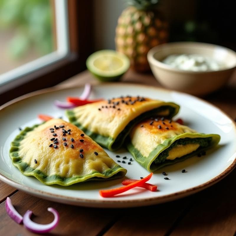 Empanadillas de Algas Spirulina y Queso de Cáscara: Receta Vegana en Airfryer Rica en Hierro