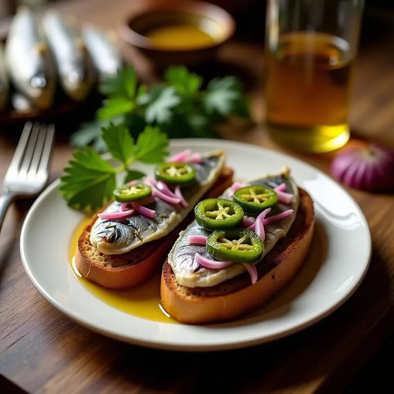Emparedados de Sardinas en Aceite con Pimiento y Cebolla: Bocata Gallego Tradicional