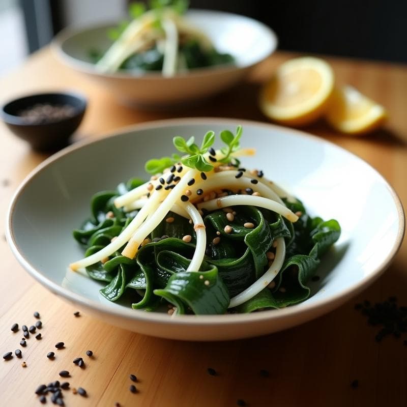 Ensalada de Algas Wakame y Rábanos Daikon con Aliño de Sésamo Negro: Receta Japonesa Detox
