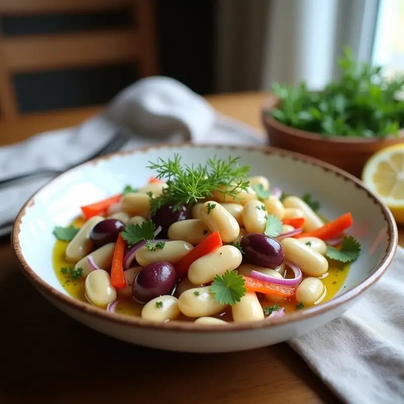 Ensalada de Alubias Blancas y Alcachofas con Vinagreta de Limón y Eneldo: Receta Griega Alta en Hierro