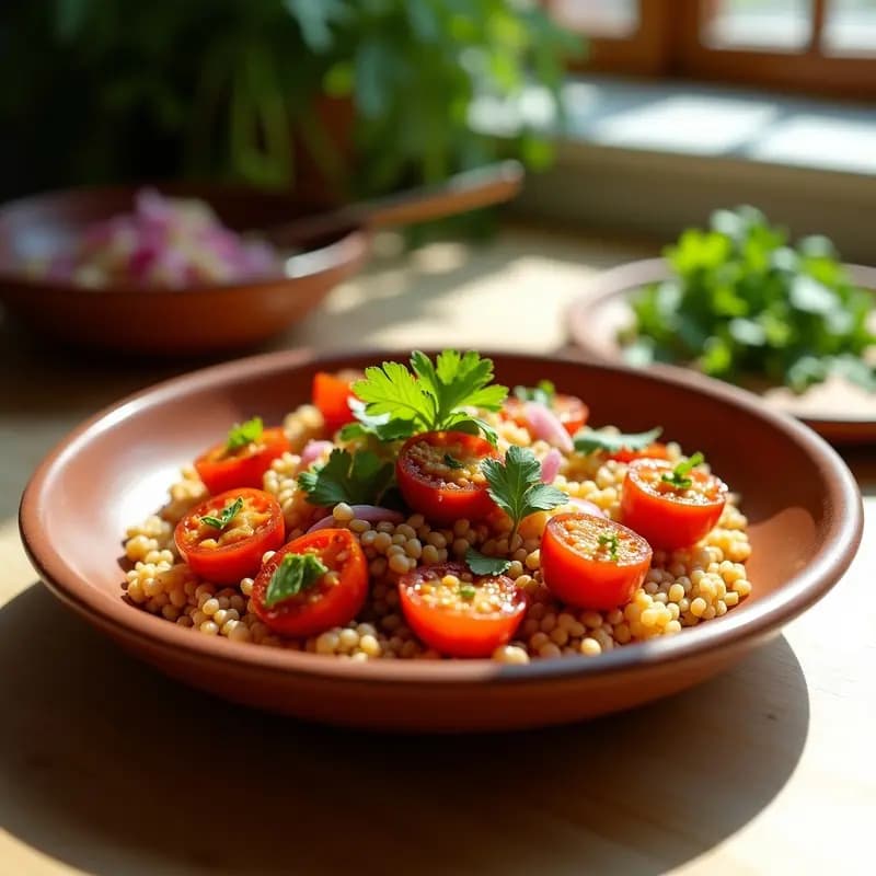 Ensalada de Amaranto y Tomates Asados con Vinagreta de Tamarindo: Receta Mexicana Vegana