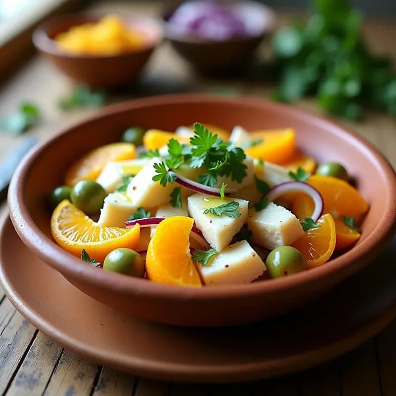Ensalada de Bacalao Desalado con Naranjas y Aceitunas: Receta de Vigilia con Toque Cítrico