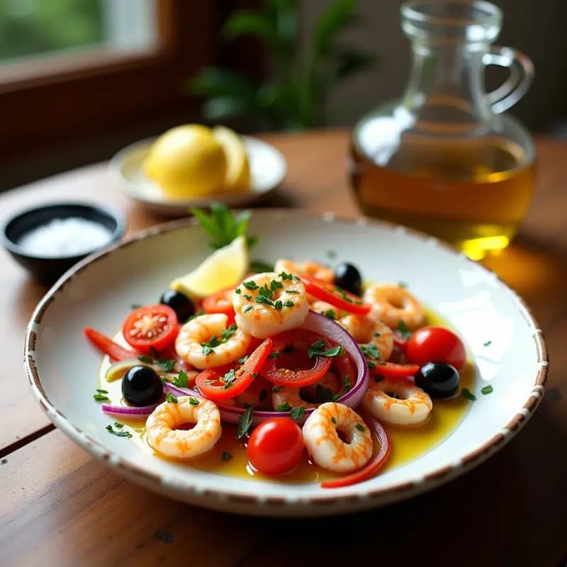 Ensalada de Calamares y Gambas Ahumadas: Receta Mediterránea Alta en Proteína y Omega-3