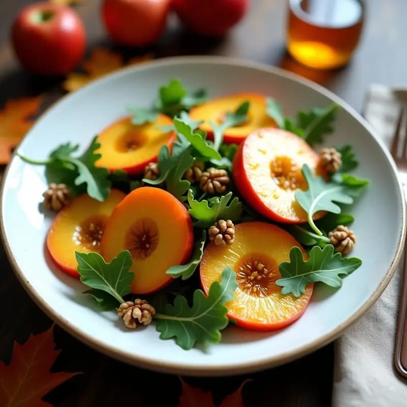 Ensalada de Caqui y Rúcula con Vinagreta de Vinagre de Manzana y Nueces: Receta Autunnal Keto