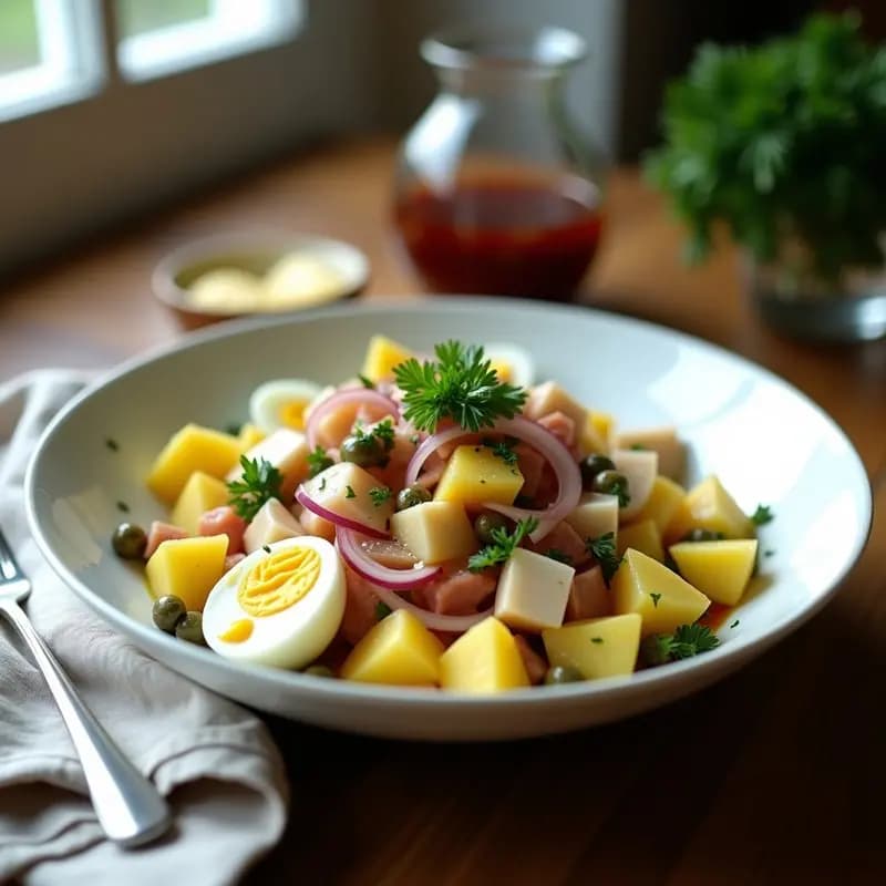 Ensalada Cobalta con Atún, Huevo y Patatas: Receta Francesa Clásica y Proteica