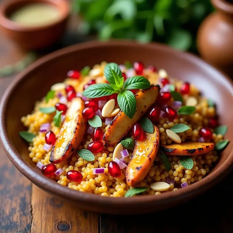 Ensalada de Couscous con Pollo y Granadas: Receta Magrebí Fresca y Nutritiva