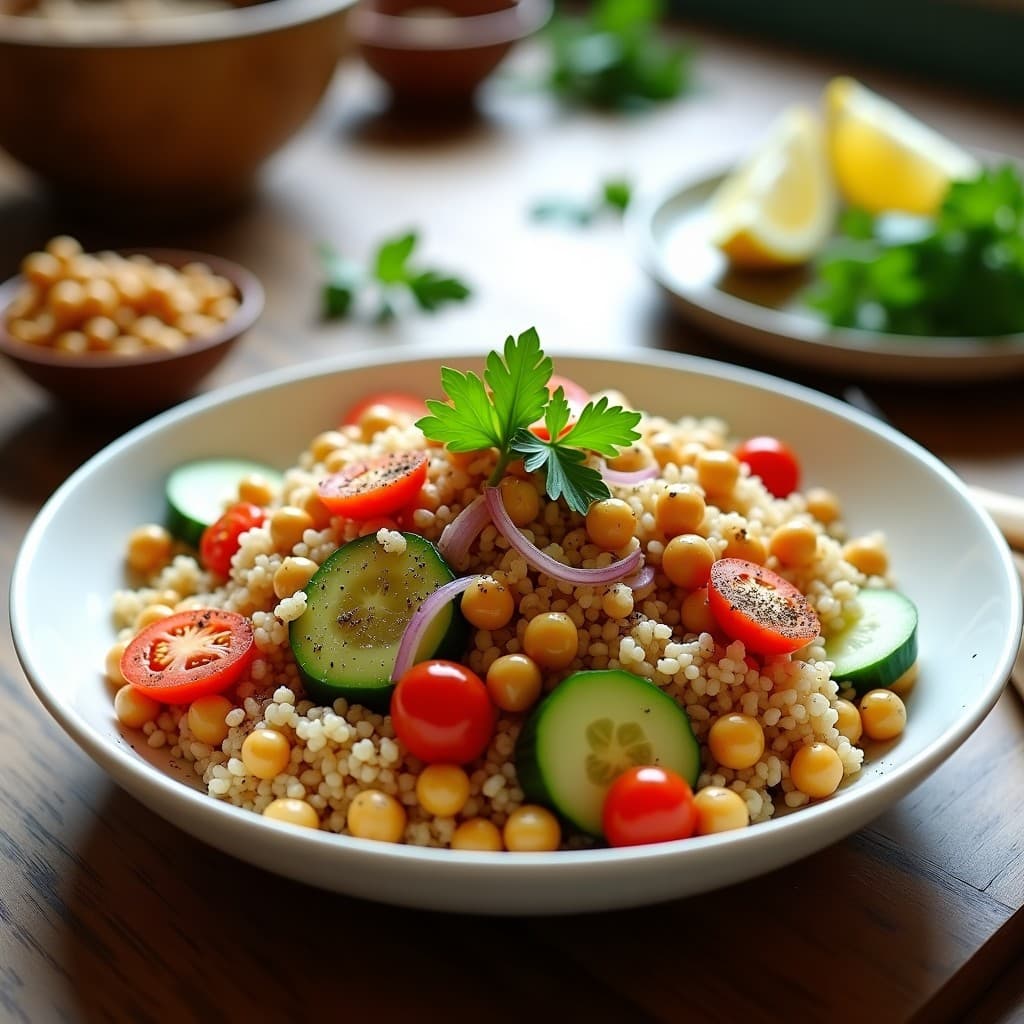 Ensalada de Couscous con Zaatar y Garbanzos Asados: Receta Árabe Express y Sin Horno