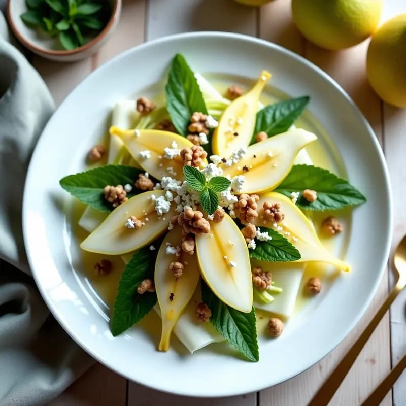 Ensalada de Endibias, Peras y Queso Azul Vegano: Receta Francesa Detox