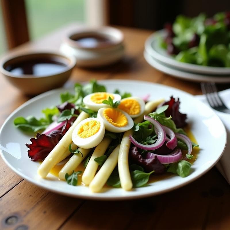 Ensalada Cálida de Espárragos Blancos y Huevos de Codorniz: Receta Francesco Sin Gluten en 20 Minutos