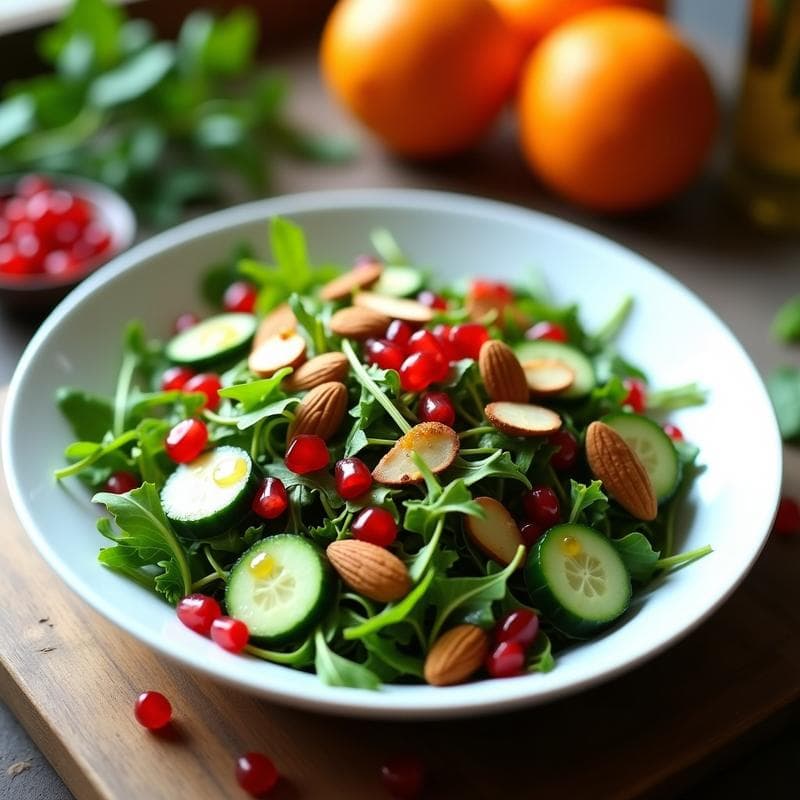 Ensalada de Espirulina con Granos de Granada y Vinagreta de Naranja: Receta Detox en 15 Minutos