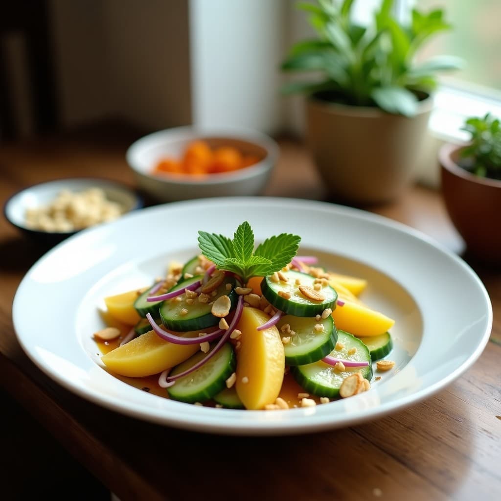 Ensalada de Kakadu y Pepino con Vinagreta de Tamarindo: Receta Australiana Fresca y Detox