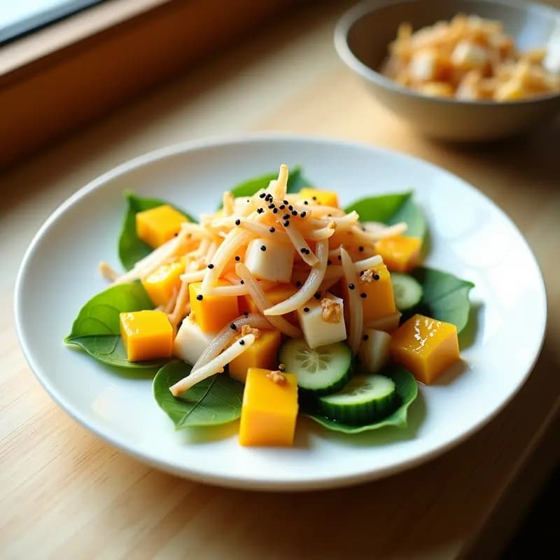 Ensalada de Kani Kama y Mango: Receta Japonesa Fresca y Baja en Calorías